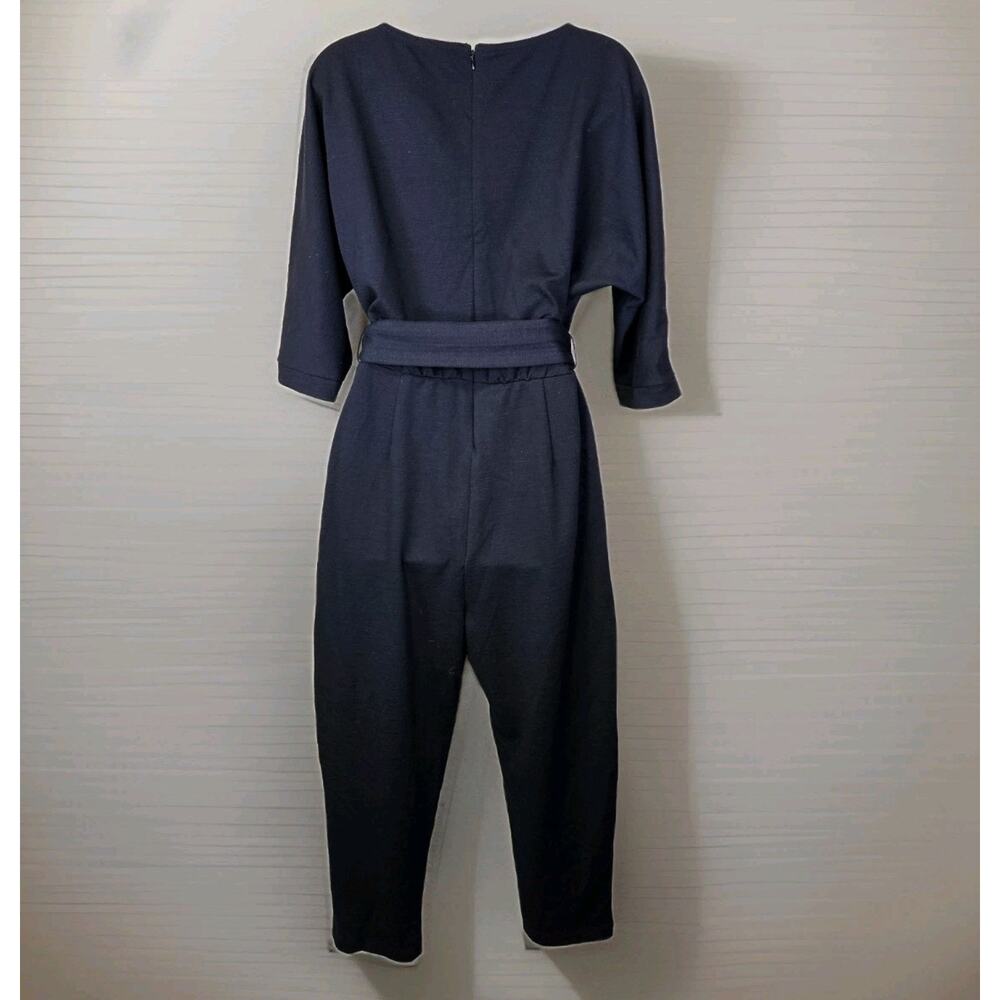 Anthropologie Sutton Jumpsuit MP Black Ponte Belted Pockets Lounge Minimal Crop - Picture 7 of 16